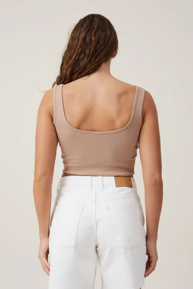 Women Tops Cotton On The One Organic Rib Crop Tank Chestnut Women Tops Cotton On The One Organic Rib Crop Tank Chestnut