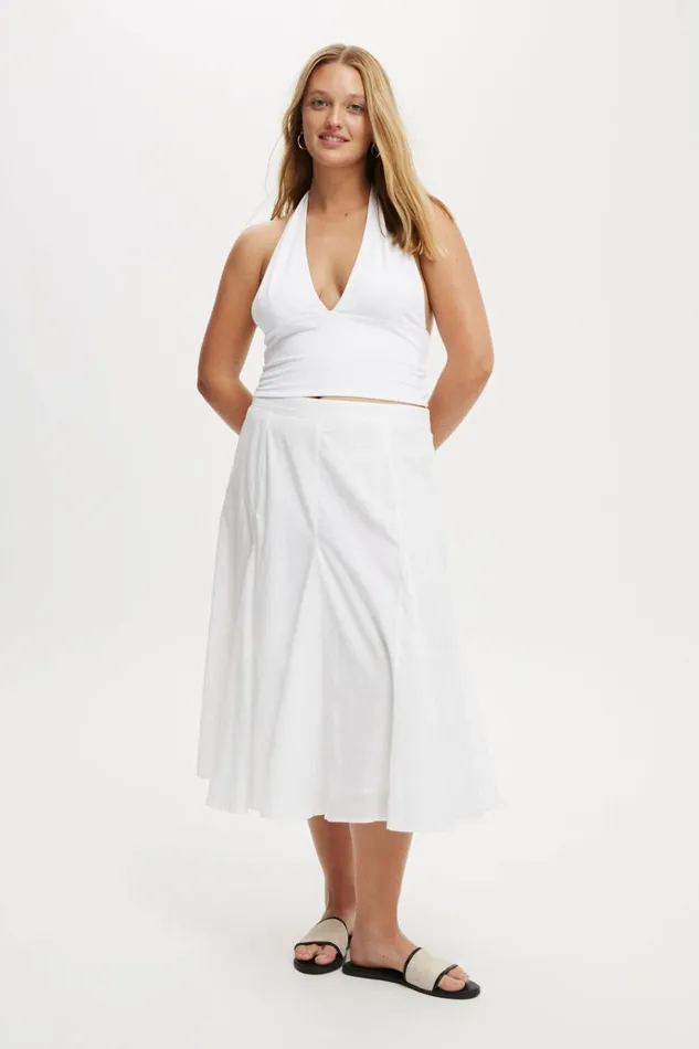 Women Tops Cotton On Tory V Neck Halter Top White