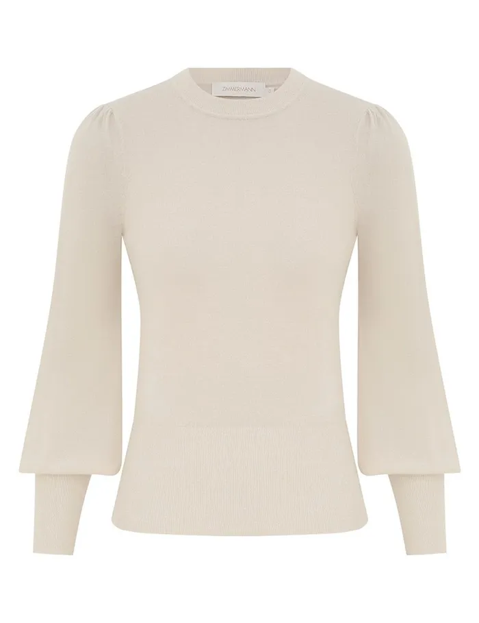 Women Tops Zimmermann Blouson Cashmere Sweater Parchment