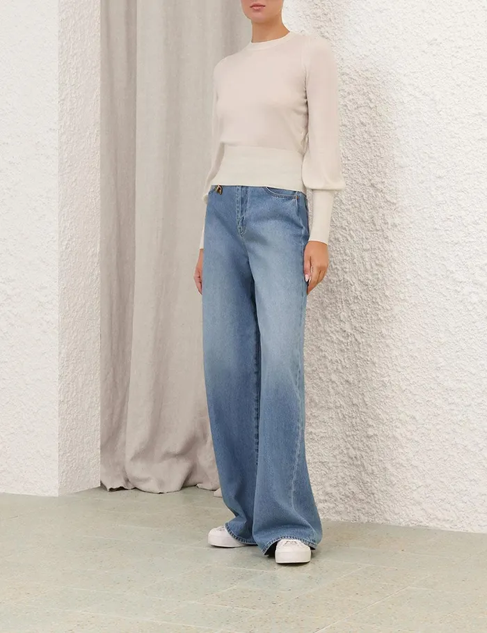 Women Tops Zimmermann Blouson Cashmere Sweater Parchment