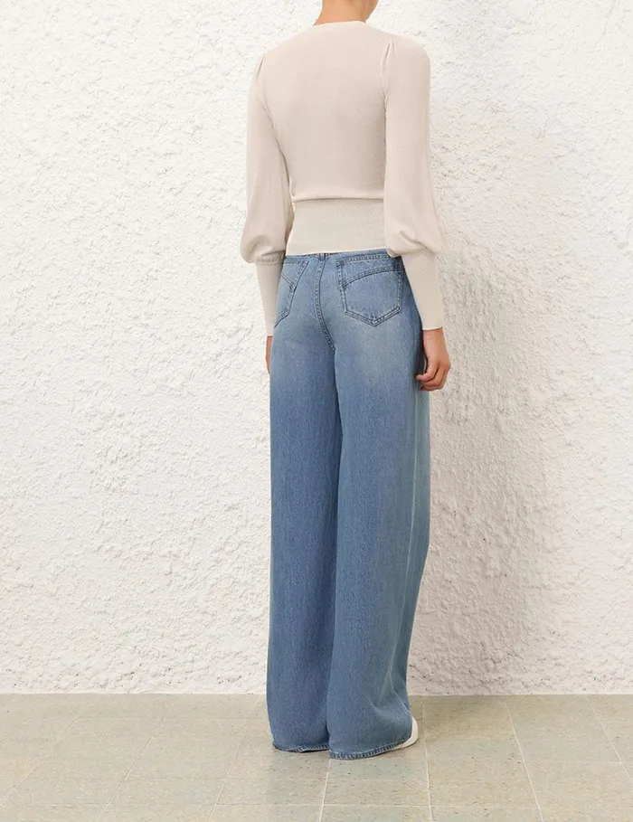 Women Tops Zimmermann Blouson Cashmere Sweater Parchment