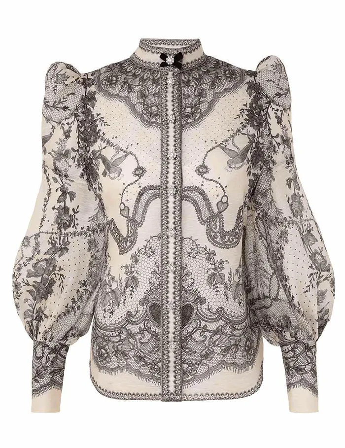 Women Tops Zimmermann Crush Body Shirt Ivory Locket
