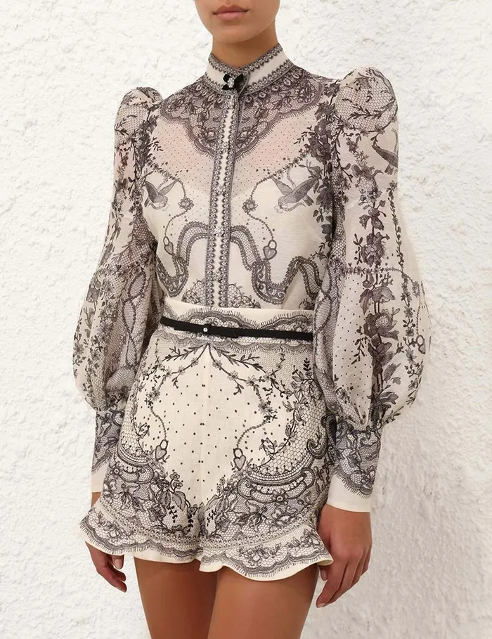 Women Tops Zimmermann Crush Body Shirt Ivory Locket