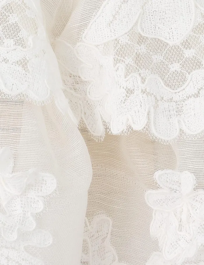Women Tops Zimmermann Crush Lace Motif Tiered Top Ivory