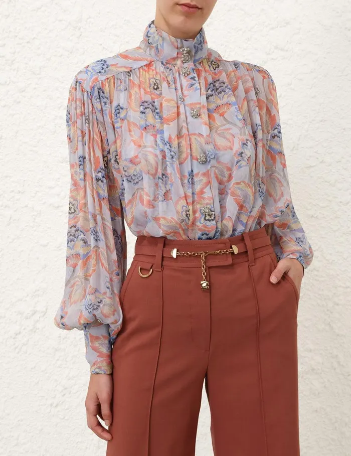 Women Tops Zimmermann Eden Lantern Blouse Sapphire Eden