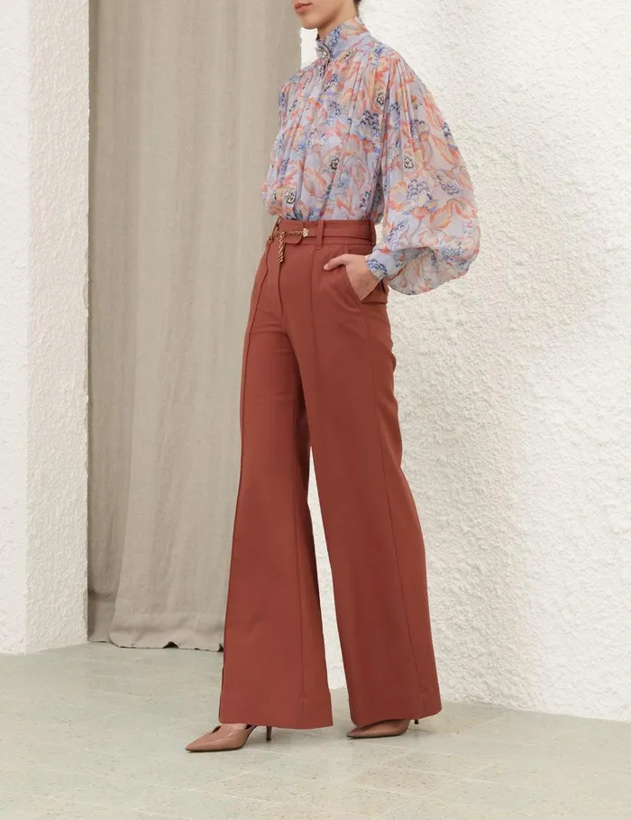 Women Tops Zimmermann Eden Lantern Blouse Sapphire Eden