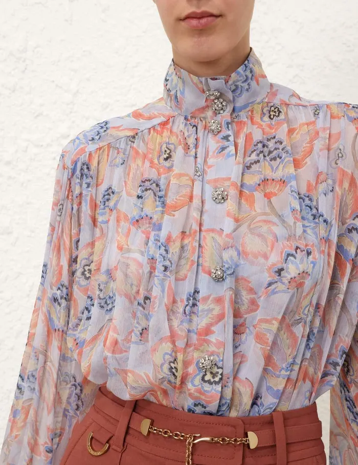 Women Tops Zimmermann Eden Lantern Blouse Sapphire Eden