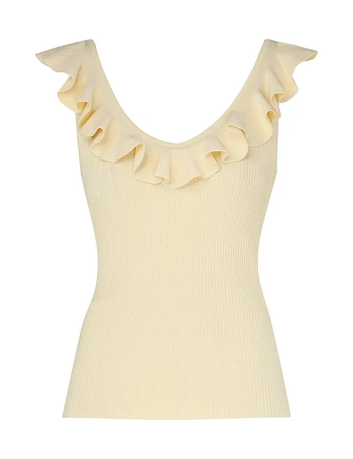 Women Tops Zimmermann Halliday VNeck Frill Tank Butter