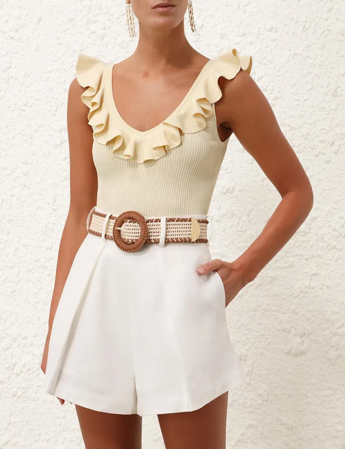 Women Tops Zimmermann Halliday VNeck Frill Tank Butter