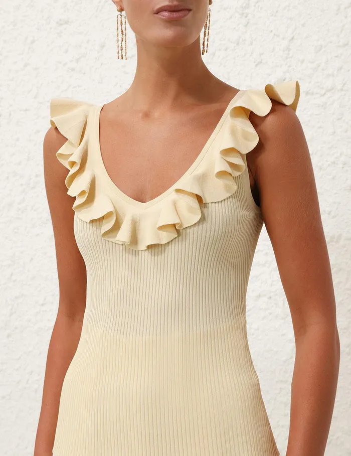 Women Tops Zimmermann Halliday VNeck Frill Tank Butter