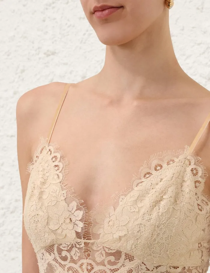 Women Tops Zimmermann Illustration Lace Teddy Cream