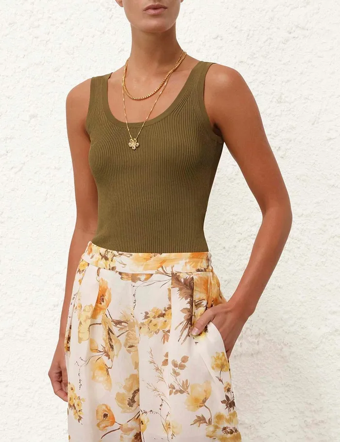 Women Tops Zimmermann Ottie Scoop Neck Tank Olive