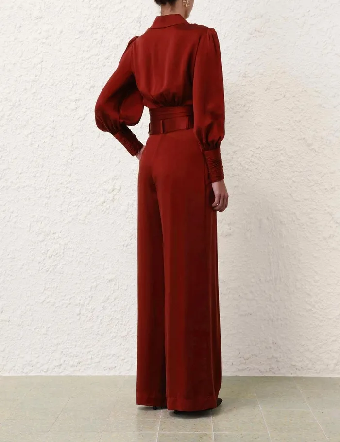Women Tops Zimmermann Silk Wrap Top Burgundy