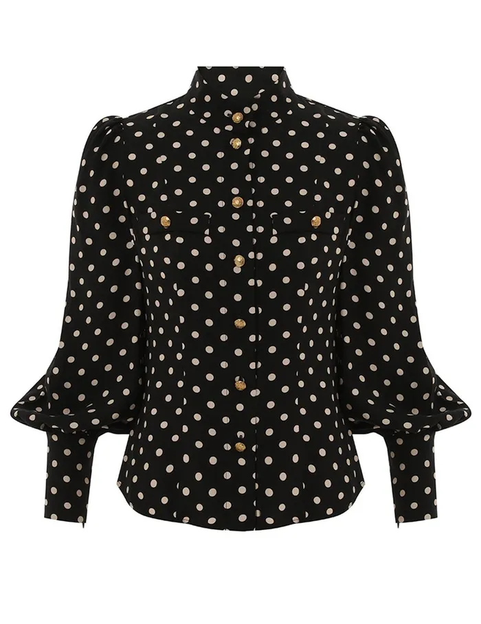 Women Tops Zimmermann Utility Blouse Blackcream Dot