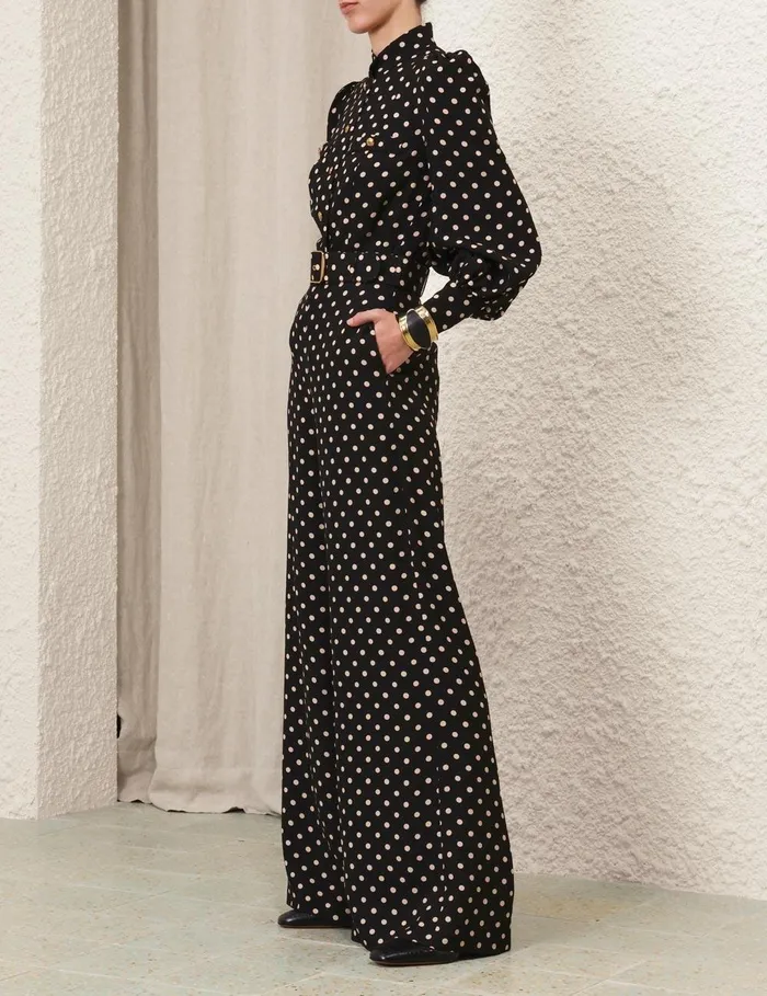 Women Tops Zimmermann Utility Blouse Blackcream Dot