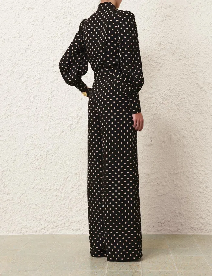 Women Tops Zimmermann Utility Blouse Blackcream Dot