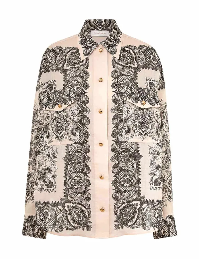 Women Tops Zimmermann Utility Pocket Shirt Tea Paisley