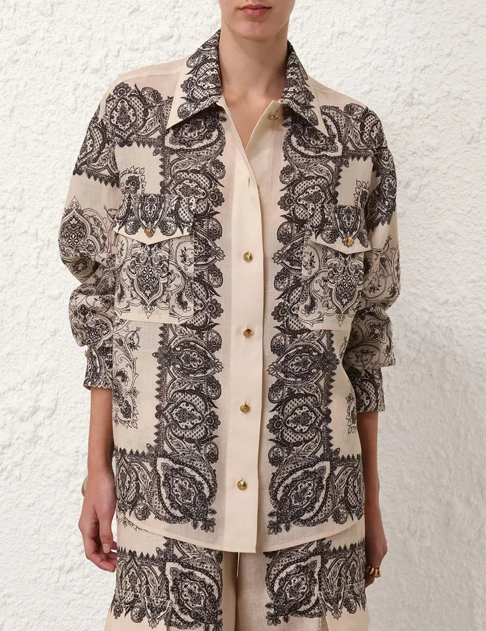 Women Tops Zimmermann Utility Pocket Shirt Tea Paisley