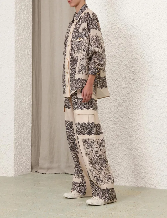 Women Tops Zimmermann Utility Pocket Shirt Tea Paisley