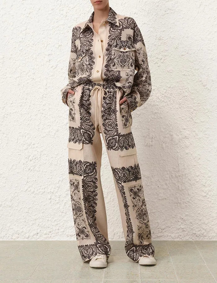 Women Tops Zimmermann Utility Pocket Shirt Tea Paisley