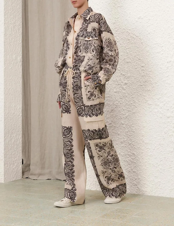 Women Tops Zimmermann Utility Pocket Shirt Tea Paisley