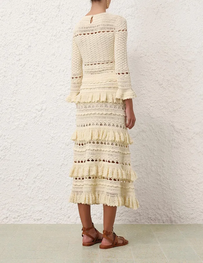 Women Tops Zimmermann Waverly Crochet Crew Neck Top Cream