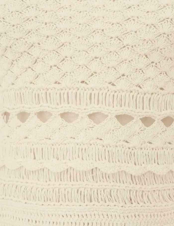 Women Tops Zimmermann Waverly Crochet Crew Neck Top Cream