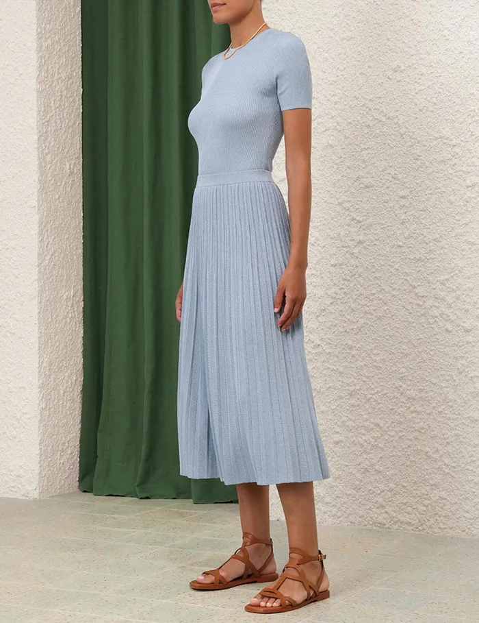 Women Tops Zimmermann Waverly Rib TShirt Blue Lurex