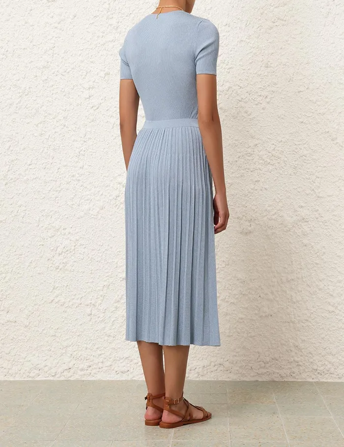 Women Tops Zimmermann Waverly Rib TShirt Blue Lurex