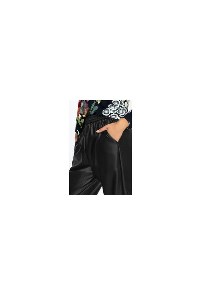 Women Vegan Leather Jogger Black Johnny Was Bottoms