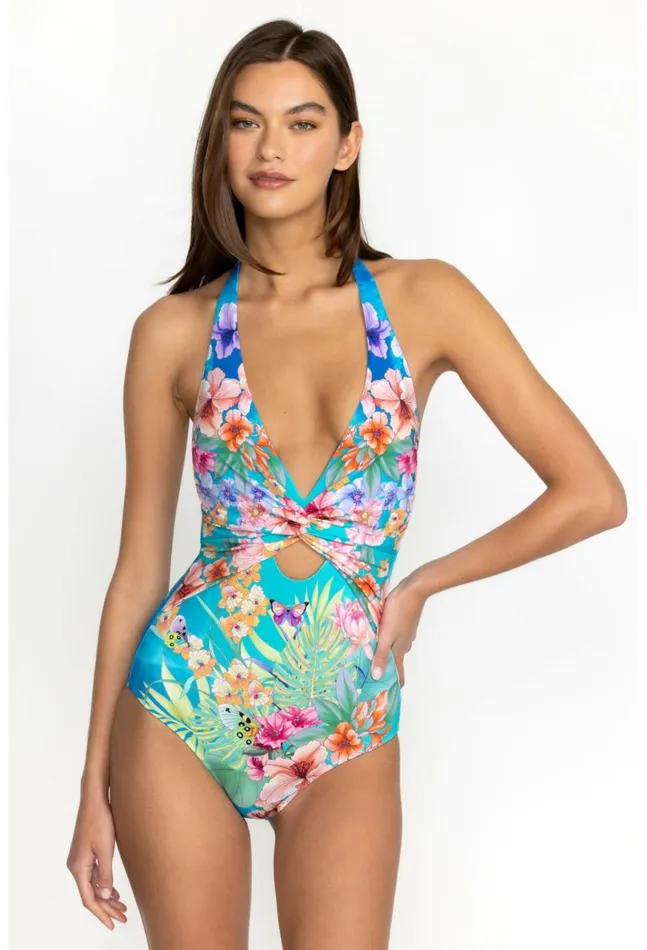 Women Water Tropic Tie Dye Twist Keyhole One Piece Water Tropic Johnny Was OnePieces