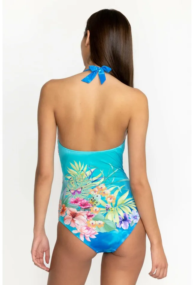 Women Water Tropic Tie Dye Twist Keyhole One Piece Water Tropic Johnny Was OnePieces