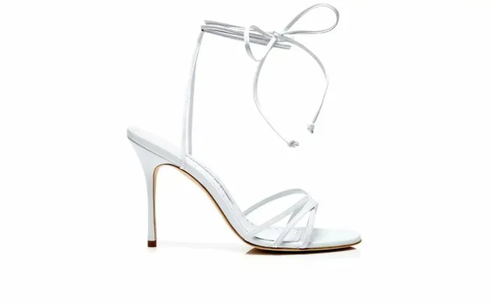 Women White Nappa Leather Sandals Manolo Blahnik Sandals