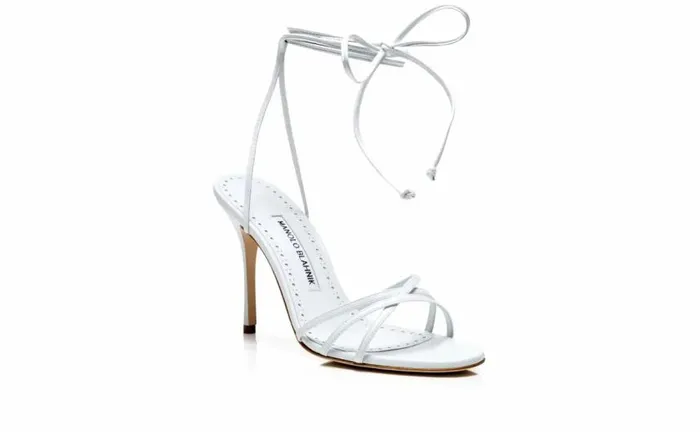 Women White Nappa Leather Sandals Manolo Blahnik Sandals