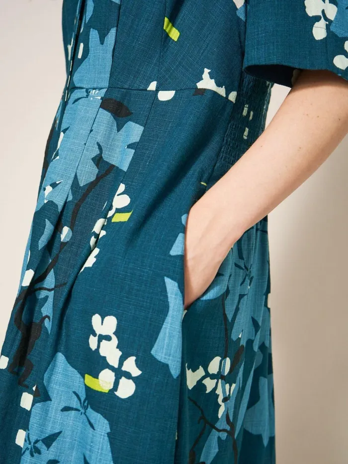 Women White Stuff Dresses Izzie Mid Length Dress Teal Multi Women White Stuff Dresses Izzie Mid Length Dress Teal Multi