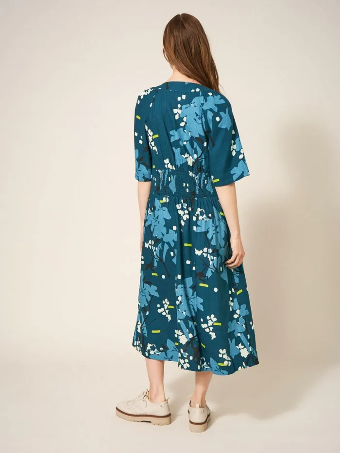 Women White Stuff Dresses Izzie Mid Length Dress Teal Multi Women White Stuff Dresses Izzie Mid Length Dress Teal Multi