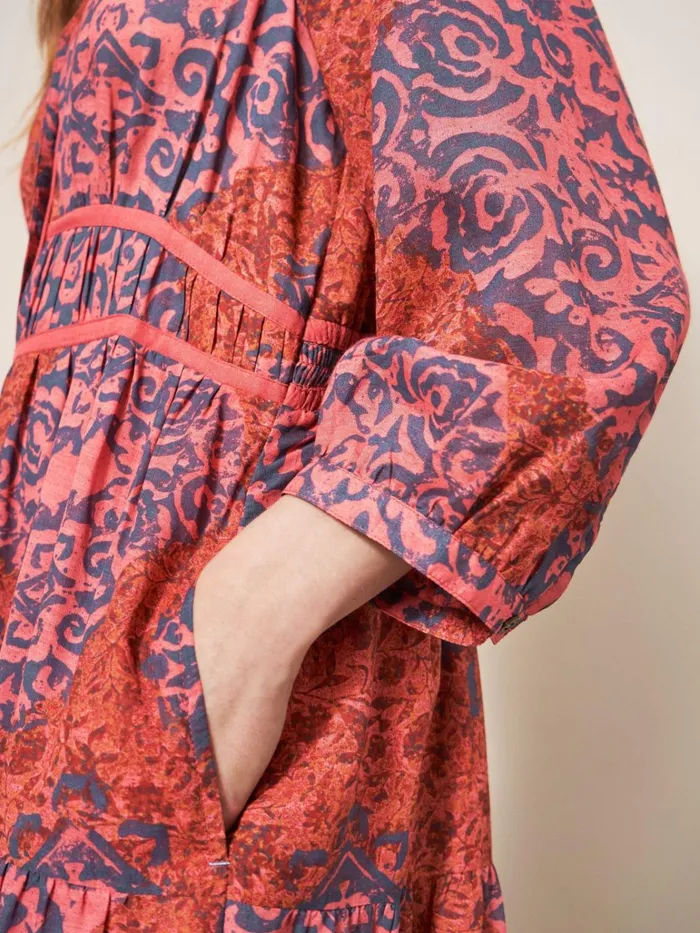 Women White Stuff Dresses Jenna Printed Midi Dress Red Multi Women White Stuff Dresses Jenna Printed Midi Dress Red Multi
