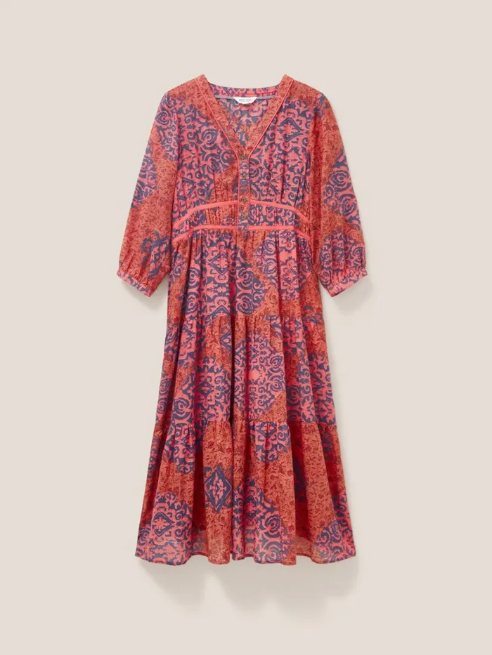 Women White Stuff Dresses Jenna Printed Midi Dress Red Multi Women White Stuff Dresses Jenna Printed Midi Dress Red Multi