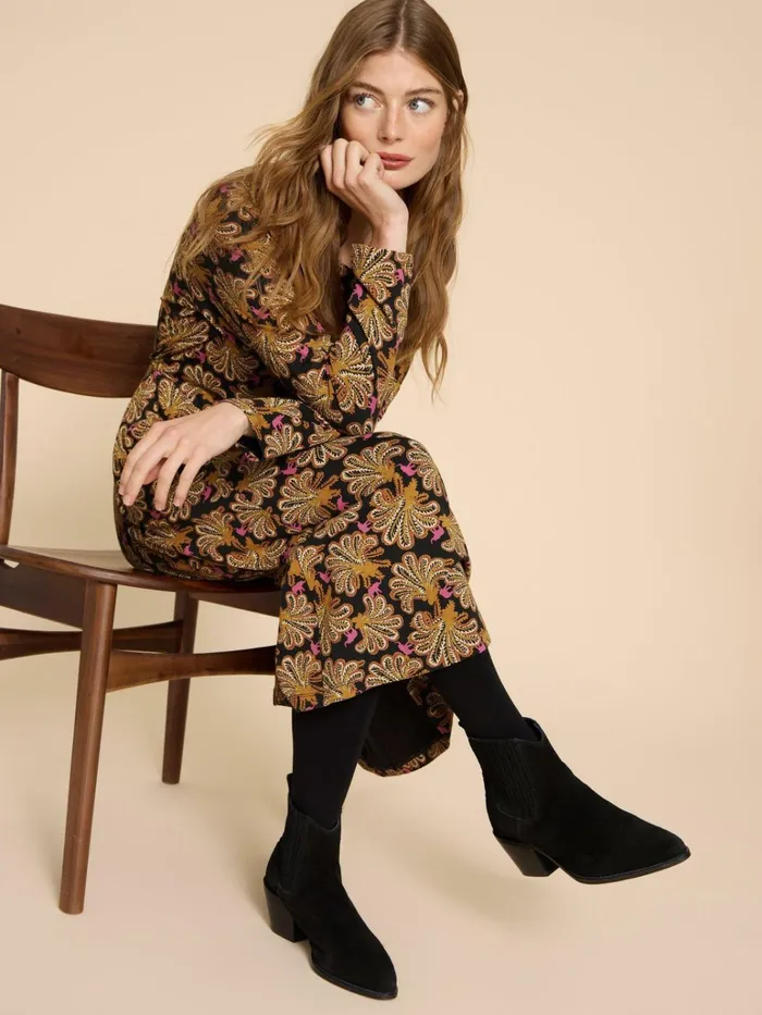 Women White Stuff Dresses Madeline Classic Jersey Dress Black Print