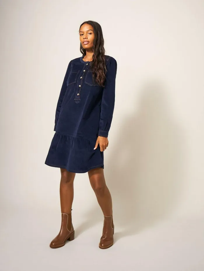 Women White Stuff Dresses Norma Cord Dress Dark Navy