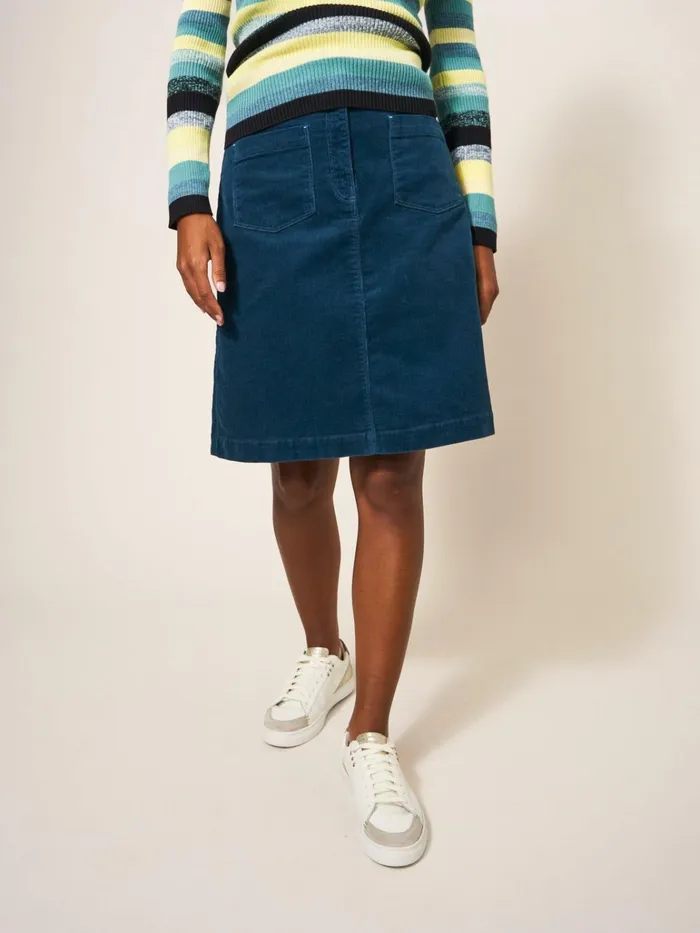 Women White Stuff Partywear Melody Organic Cord Skirt Dk Teal Women White Stuff Partywear Melody Organic Cord Skirt Dk Teal