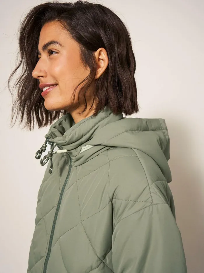 Women White Stuff Petite Clothing Lorena Quilted Coat Mid Green Women White Stuff Petite Clothing Lorena Quilted Coat Mid Green