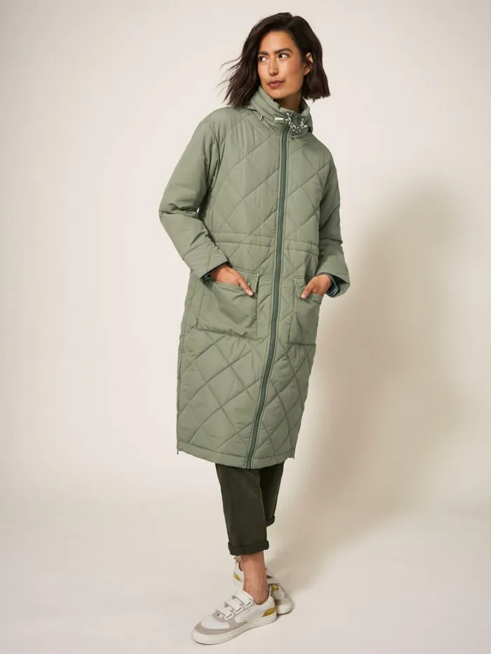 Women White Stuff Petite Clothing Lorena Quilted Coat Mid Green Women White Stuff Petite Clothing Lorena Quilted Coat Mid Green