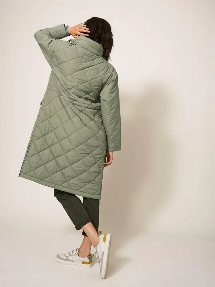 Women White Stuff Petite Clothing Lorena Quilted Coat Mid Green Women White Stuff Petite Clothing Lorena Quilted Coat Mid Green