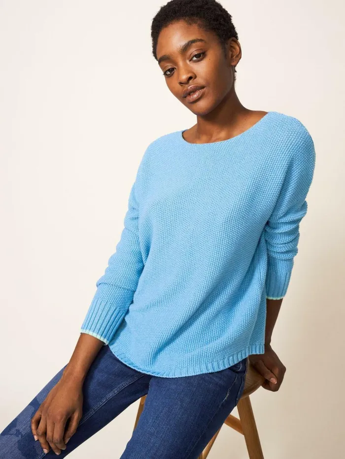 Women White Stuff Petite Clothing Southbank Jumper Mid Blue