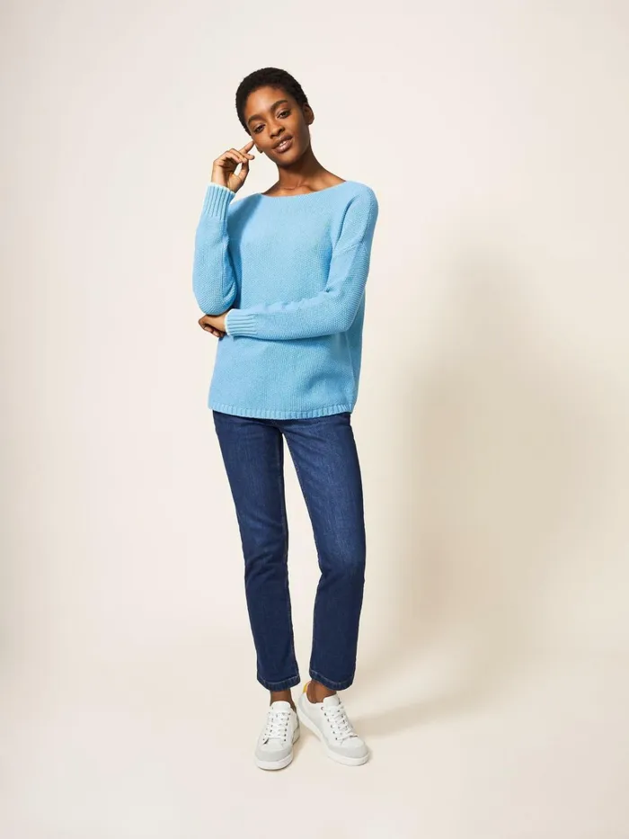 Women White Stuff Petite Clothing Southbank Jumper Mid Blue Women White Stuff Petite Clothing Southbank Jumper Mid Blue