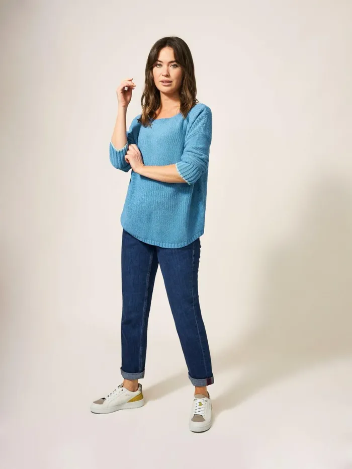 Women White Stuff Petite Clothing Southbank Jumper Mid Blue Women White Stuff Petite Clothing Southbank Jumper Mid Blue