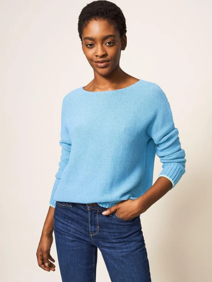 Women White Stuff Petite Clothing Southbank Jumper Mid Blue Women White Stuff Petite Clothing Southbank Jumper Mid Blue