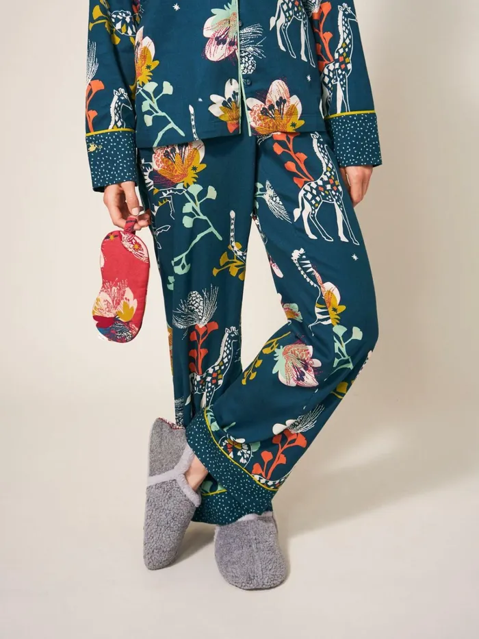 Women White Stuff Pyjamas And Nightwear Nina Organic PJ Bottom Teal Print