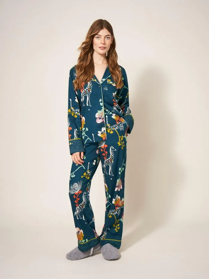 Women White Stuff Pyjamas And Nightwear Nina Organic PJ Bottom Teal Print Women White Stuff Pyjamas And Nightwear Nina Organic PJ Bottom Teal Print